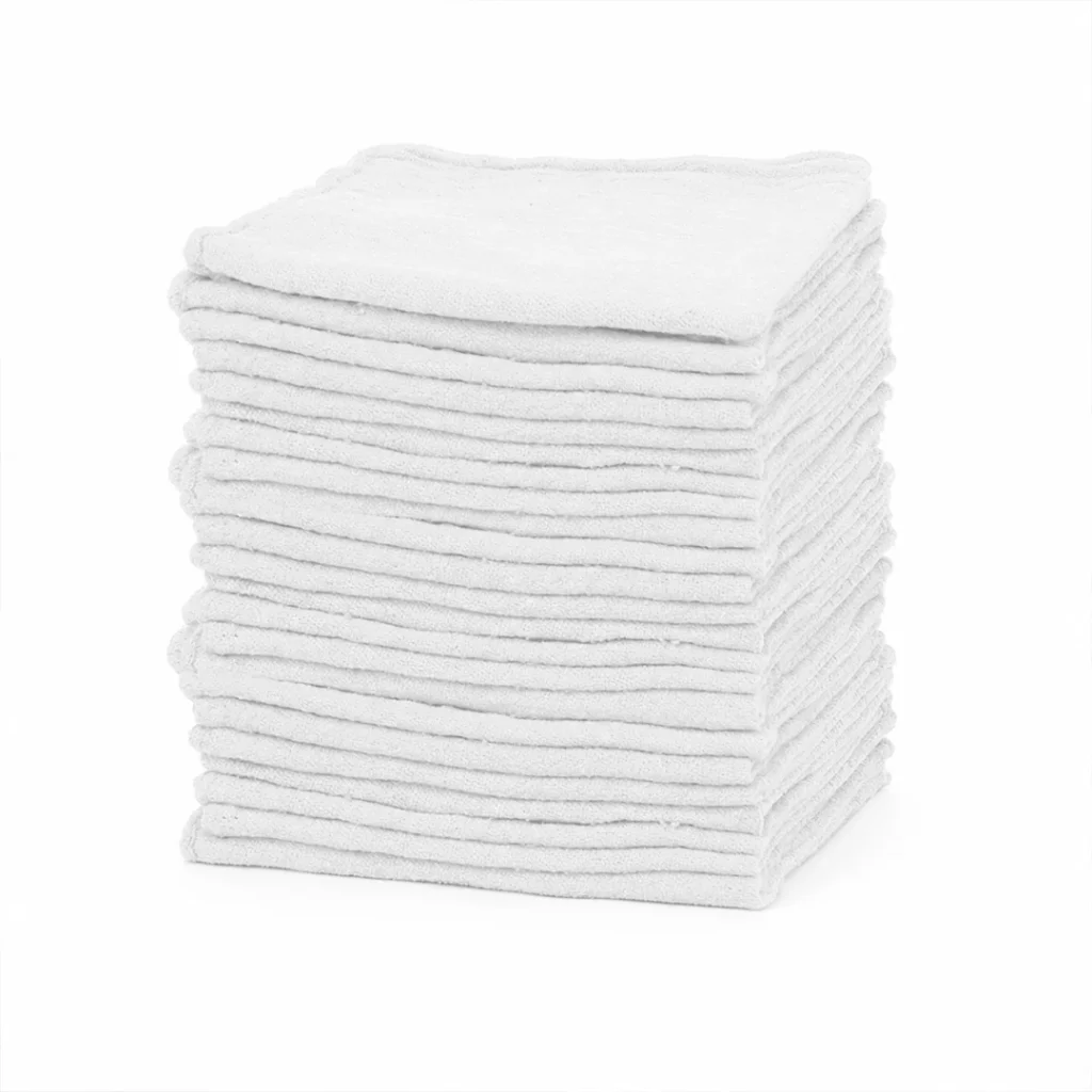 Shop Towels – 300 Towels per Case | Reusable Cleaning Rags | Durable Cotton Cleaning Towels | 13” x 13”